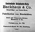 Backhaus & Co., Briefkopf, 1930er Jahre