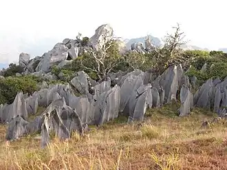 Die Kalksteinformationen auf dem Gipfel des Matebian