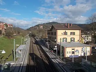 Blick über den Bahnhof Hirschhorn
