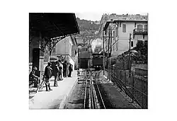 Gemeinsame Station der Zahnradbahn nach La Turbie und der Zahnradstraßenbahn zum Riviera Palace-Hotel