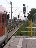 Ks-Signal im Bahnhof Pratau mit Signalbild Fahrt mit 80 km/h (Ks 1 mit Zs 3)