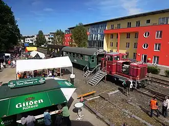 Blick aus dem Stellwerk in Richtung Empfangsgebäude