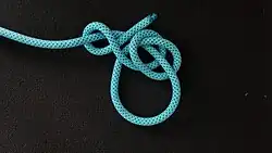 Das lose Ende wird mit einem Halben Schlag um das feste Ende gesichert