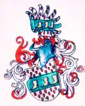 Das Wappen derer von Barfus mit Stechhelm