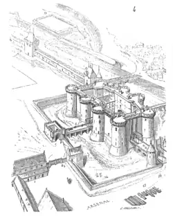 Die Bastille als Teil der Pariser Stadtbefestigung (Eugène Viollet-le-Duc, 19. Jh.)