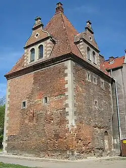 Ankerschmiedeturm von der Mottlau gesehen