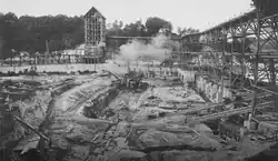 Kraftwerksbaustelle: Baugrube des Maschinenhauses