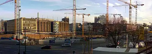 Baustelle Limbecker Platz mit dem ehemaligen Althoff-Warenhaus am 29. Dezember 2006