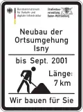 Das seit 20. Juni 2001 gültige Baustellen­informations­schild für Bundesstraßen