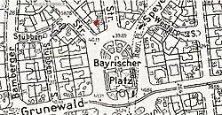 Lage Café Wittelsbach im Haus Bayerischer Platz 2 (auf Karte 1931)