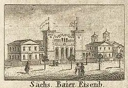 (2) Bayerischer Bahnhof mit Siebenmännerhaus (ganz rechts)