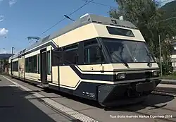 GTW 2/6 der Chemins de fer électriques Veveysans (CEV) mit kantiger Stirnfront