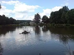 Fischweiher mit Fischerhütte