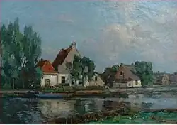 Häuser am Wasserarm (etwa um 1920).