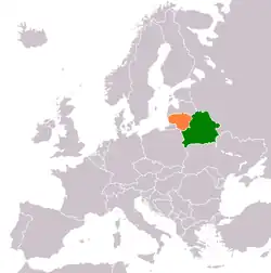 Lage von Belarus und Litauen