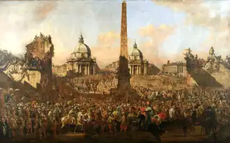 Bernardo Bellotto, genannt Canaletto: Der Einzug des polnischen Gesandten Graf Jerzy Ossolinski 1633 in Rom