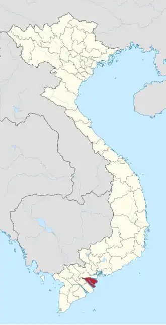 Karte von Vietnam mit der Provinz Tỉnh Bến Tre hervorgehoben