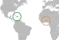 Lage von Haiti und Benin