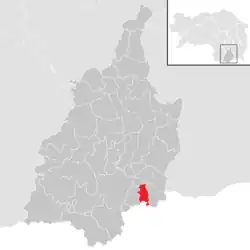 Lage der ehemaligen Gemeinde im Bezirk Leibnitz bis 2014