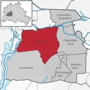 Westend auf der Karte von Charlottenburg-Wilmersdorf
