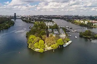 Luftbild der Halbinsel Stralau