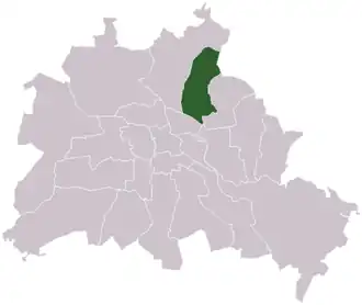 Lage des ehemaligen Bezirks Weißensee in Berlin