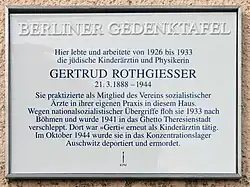 Berliner Gedenktafel Gertrud Rothgiesser