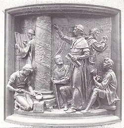 Bernward in seiner Künstlerwerkstatt an der Christussäule