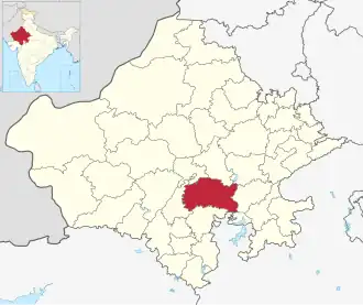 Positionskarte des Distrikts Bhilwara