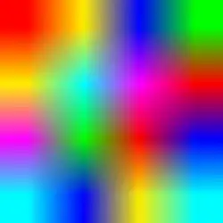 Vergrößerung der gleichen Vorlage – mittels bilinearer Interpolation. Dabei wird die gleiche Menge neuer Pixel zwischengerechnet – aber zusätzlich die Farbe verändert.