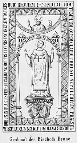 Zeichnung der Grabplatte von Bruno
