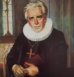 Gemälde des Bischofs Theodor Knolle von Siegfried Assmann (1956) in der Hauptkirche St. Petri in Hamburg