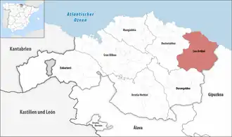 Die Lage der Comarca Lea-Artibai in der Provinz Bizkaia