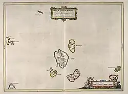 Egg in der Gruppe der Small Isles in Willem Blaeus Atlas of Scotland (1654)