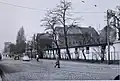 Blick vom Alten Bahnhof (heute Europaplatz) die Frankfurter Straße entlang im Jahr 1958