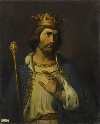 Robert II. Frankreich mit Hermelinfutter (9. Jh., in einer Darstellung von 1837)