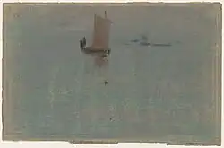 Boats at Evening, Pastellkreide auf hellem Velinpapier (14,6 × 22,5 cm)