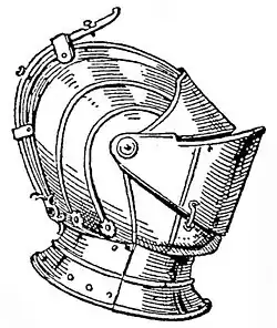 Halter für das Zimier an einem geschlossenen Visierhelm, 1890