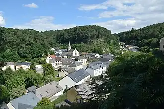 Blick auf Burglinster vom Aussichtspunkt Buchholz aus.