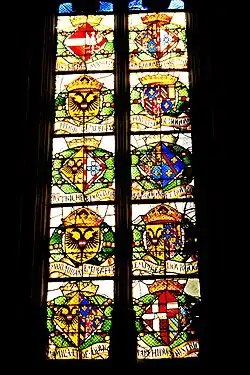 Glasmalerei, verschiedene Wappen