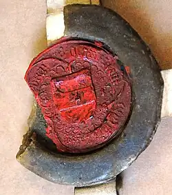 Rotwachssiegel der Stadt Bozen aus dem Jahr 1488