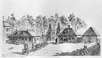 Brandenburger Tor, 1764, Blick nach Westen auf den Tiergarten