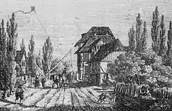 Der Gliesmaroder Turm um 1839, Stich von Wilhelm Pätz