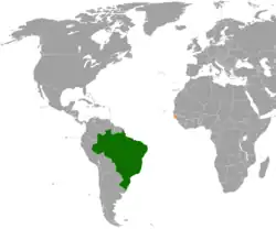 Lage von Brasilien und Guinea-Bissau