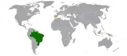 Lage von Brasilien und Portugal