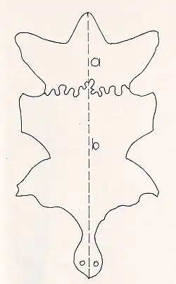 Mit Wellenschablone eingeschnittenes, moiriert gezeichneter Karakul-Breitschwanz-Fellstreifen