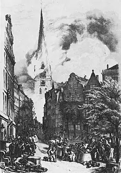 Die Petri­kirche brennt