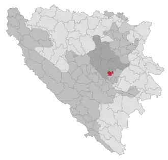 Lage der Gemeinde Breza in Bosnien und Herzegowina (anklickbare Karte)