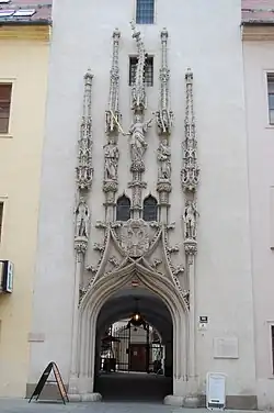 Das Portal des Alten Rathauses in Brünn