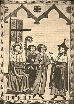 Christ und Jude im hermelin- und fehbesetzten Cape (14. Jh.)